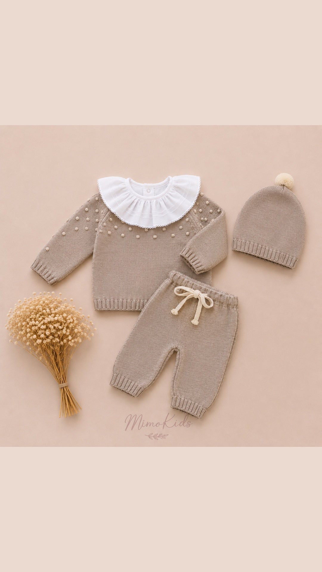 Conjunto de punto de 3 piezas Juliana – Taupe