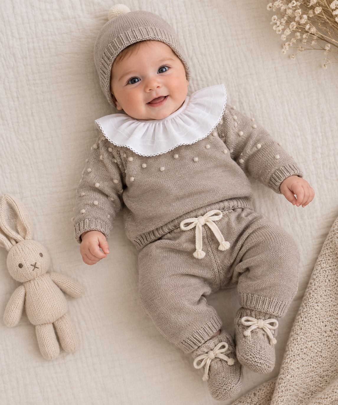Conjunto de punto de 3 piezas Juliana – Taupe